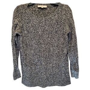 LOFT Black and White Crew Neck Sweater with Relaxed Fit - Size MP